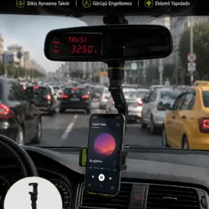 Araç İçi Telefon Standı Dikiz Aynasına Takılan Ayarlanabilir Telefon Tutucu