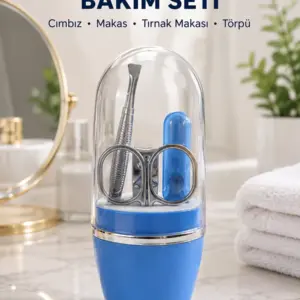 Kompakt Manikür Bakım Seti Mavi Taşınabilir Kişisel Bakım Çantası