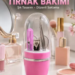 Taşınabilir Manikür Seti Pembe Tırnak Bakım ve Kişisel Bakım Kiti