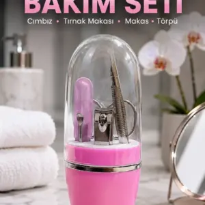 Pembe Tırnak Bakım Seti Cımbız Makas Tırnak Makası ve Törpü İçeren Kit