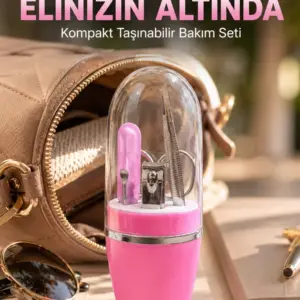 Pembe Manikür Pedikür Bakım Seti Cımbız Tırnak Makası Makas Törpü