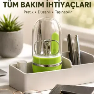 Yeşil Tırnak Bakım Seti Cımbız Makas Tırnak Makası ve Törpü