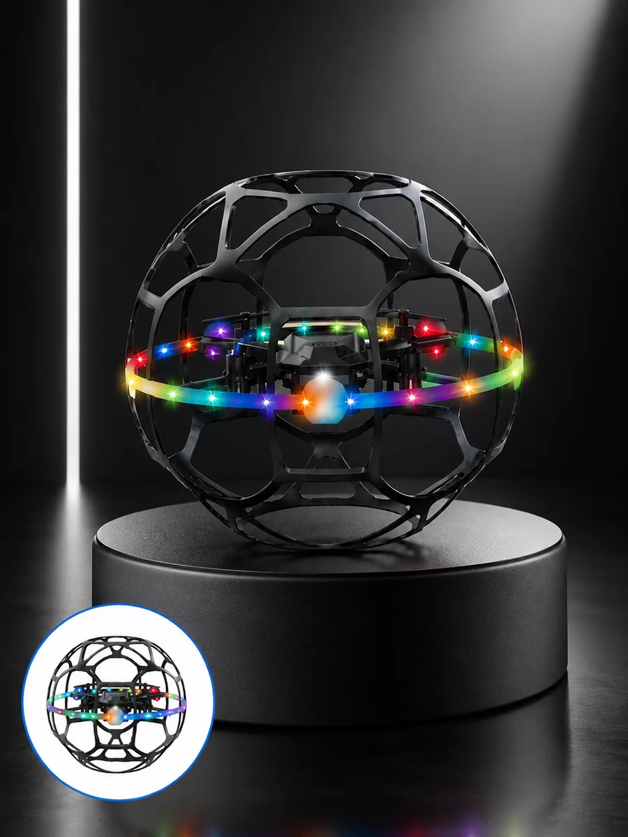 El Hareketi Kontrollü Futbol Topu Tasarımlı Drone LED Işıklı 2 El Hareketi Kontrollü Futbol Topu Tasarımlı Drone LED Işıklı - Görsel 2