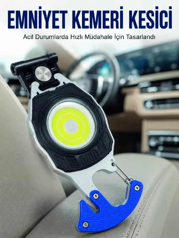 Şarjlı Acil Durum Feneri Elektronik Çakmak Tornavida ve Emniyet Kemeri Kesicili Taşınabilir El Feneri 1 Şarjlı Acil Durum Feneri Elektronik Çakmak Tornavida ve Emniyet Kemeri Kesicili Taşınabilir El Feneri