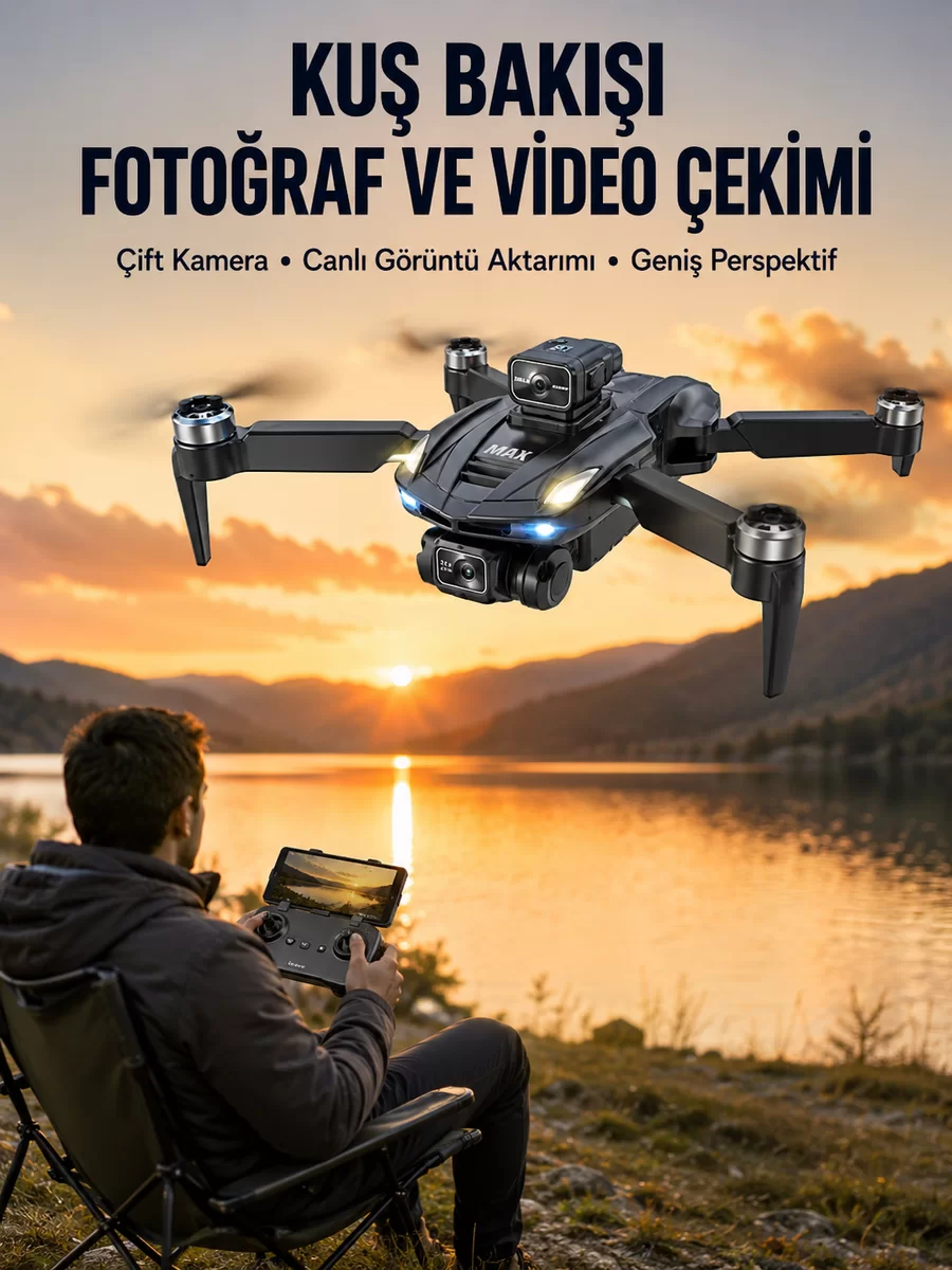 Ekranlı Kumandalı Katlanabilir Kamera Drone Hobi ve Günlük Kullanım 1 Ekranlı Kumandalı Katlanabilir Kamera Drone Hobi ve Günlük Kullanım