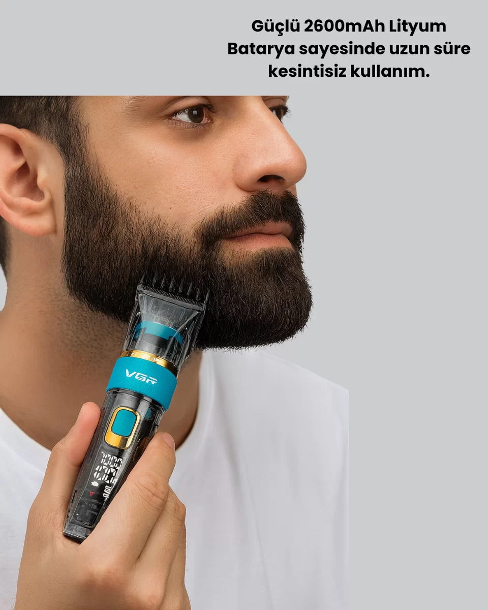Saç ve Sakal Kesme Makinesi LED Ekranlı Profesyonel 5 Adet Uzunluk Ayarı 3 Saç ve Sakal Kesme Makinesi LED Ekranlı Profesyonel 5 Adet Uzunluk Ayarı - Görsel 3
