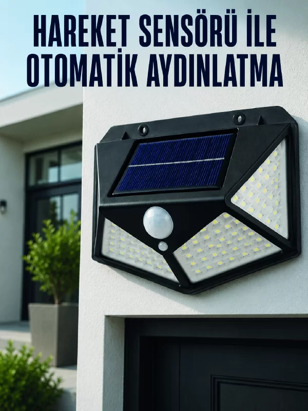 Hareket Sensörlü Güneş Enerjili Duvar Lambası Dış Mekan İçin Güçlü LED Aydınlatma 1 Hareket Sensörlü Güneş Enerjili Duvar Lambası Dış Mekan İçin Güçlü LED Aydınlatma