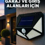 Solar LED Bahçe Aydınlatma Lambası 3 Işık Modlu Sensörlü Duvar Tipi Dış Mekan