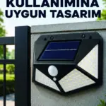 Bahçe Balkon Garaj ve Girişler İçin Güneş Enerjili Hareket Sensörlü LED Duvar Lambası
