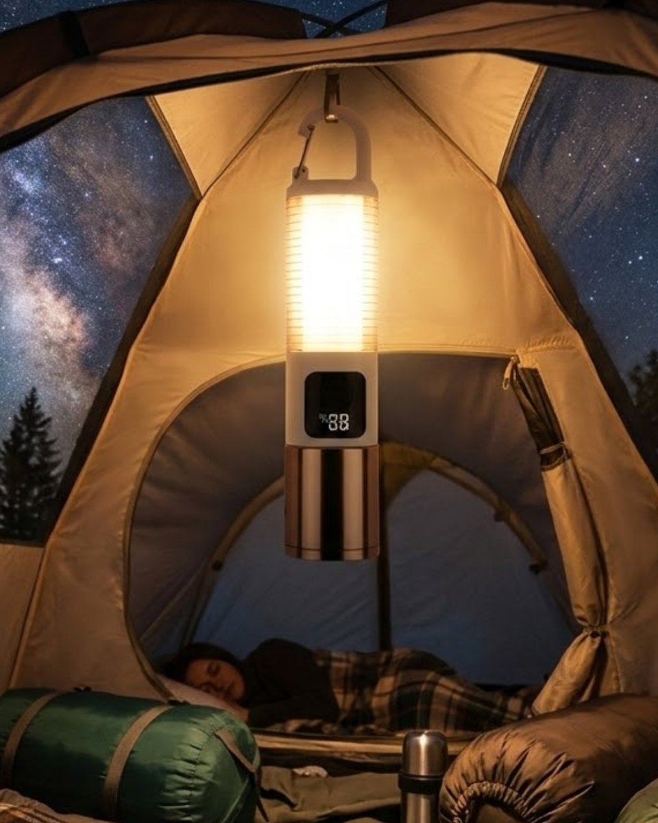 LED Kamp Lambası USB Şarjlı 500 Lümen Parlaklık Güç Göstergeli Taşınabilir Fener 1 LED Kamp Lambası USB Şarjlı 500 Lümen Parlaklık Güç Göstergeli Taşınabilir Fener