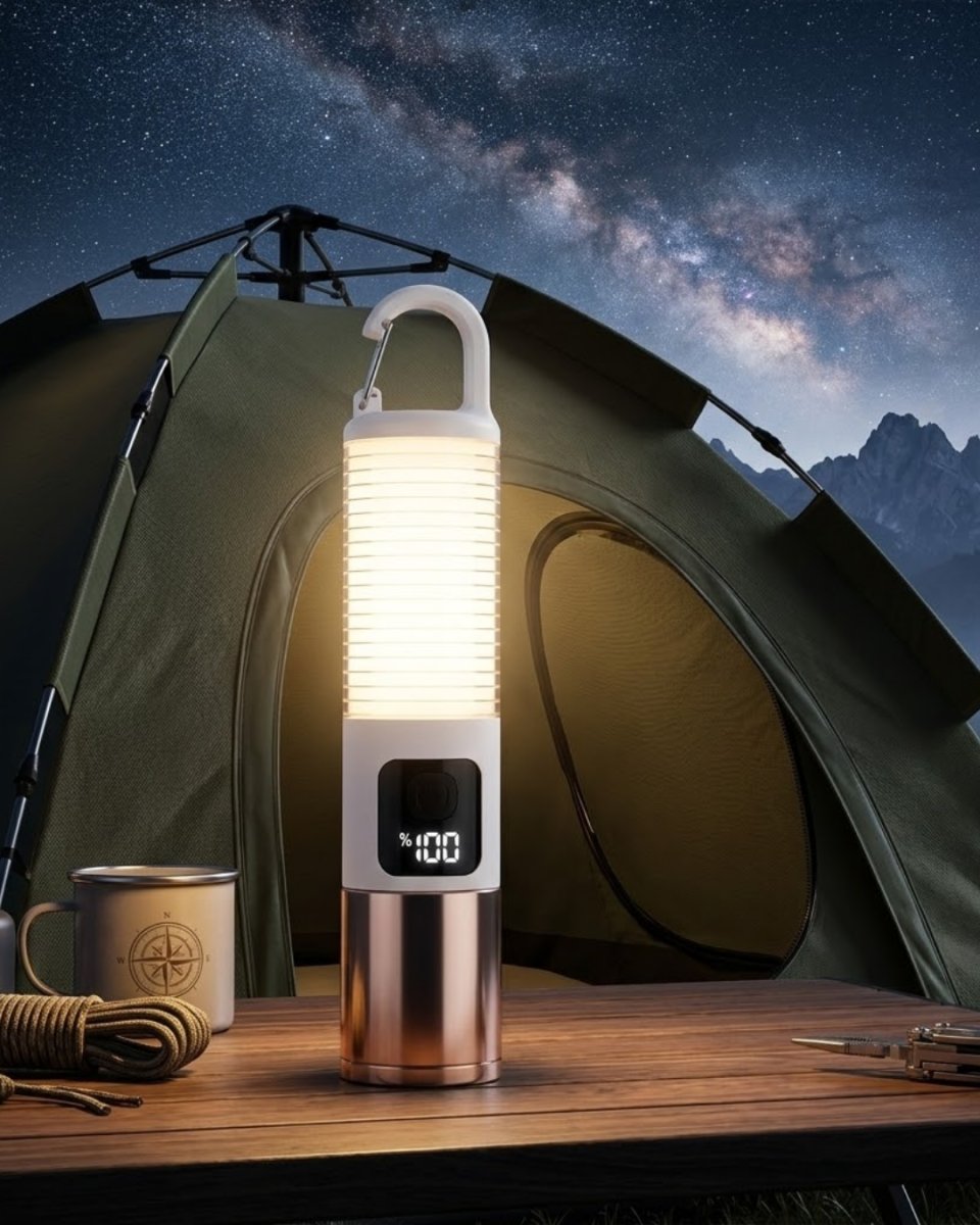 USB Şarjlı Kamp Feneri Çift Işık Kaynağı 500 Lümen Güç Ekranlı Taşınabilir LED Aydınlatma 1 USB Şarjlı Kamp Feneri Çift Işık Kaynağı 500 Lümen Güç Ekranlı Taşınabilir LED Aydınlatma