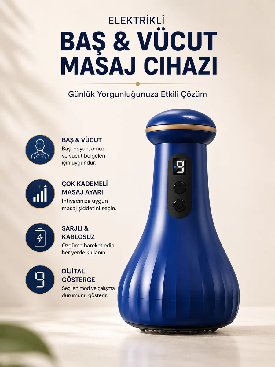 Elektrikli Masaj Cihazı Baş Vücut Kullanımına Uygun 1 Elektrikli Masaj Cihazı Baş Vücut Kullanımına Uygun