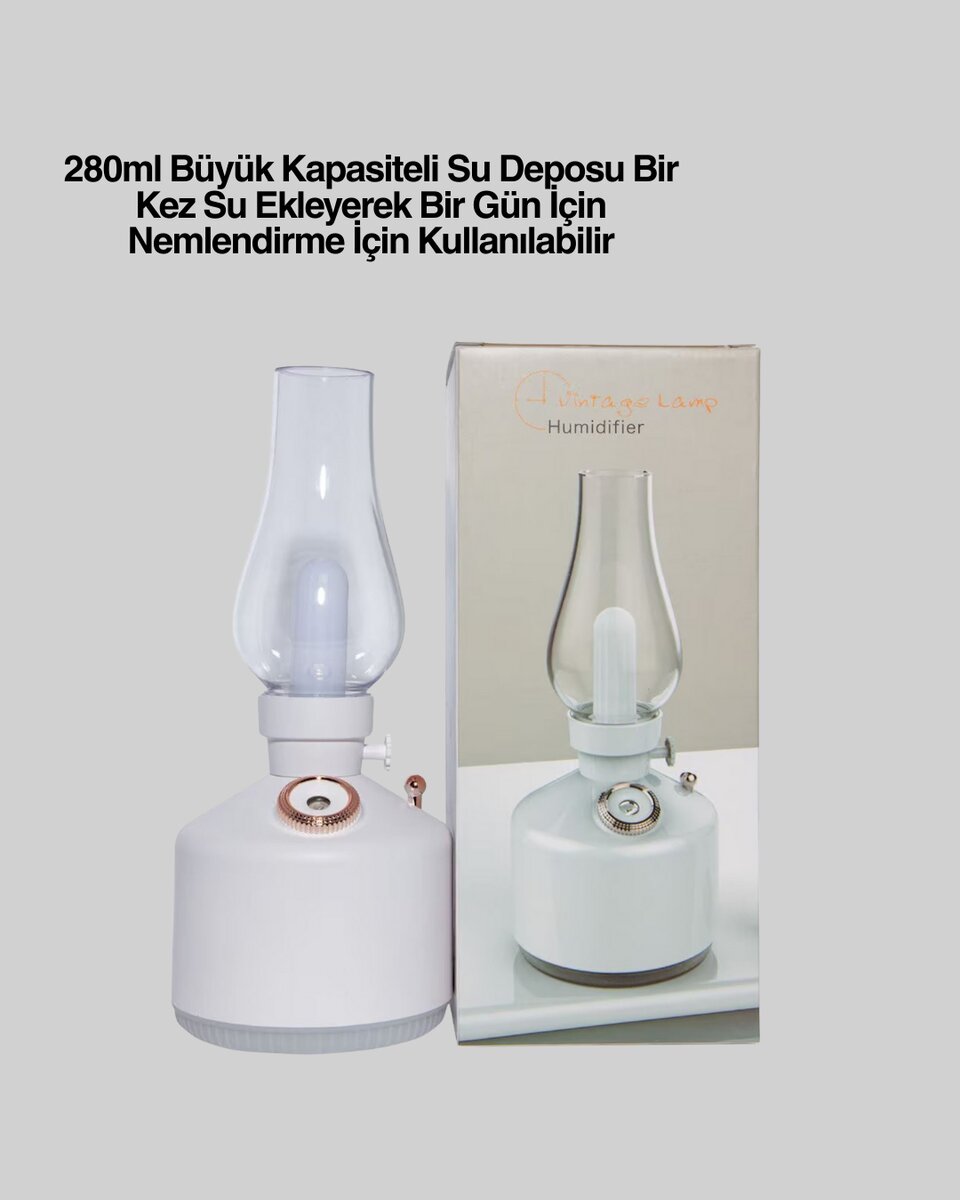 Renkli Led Işıklı Retro Gaz Lambası Aroma Terapi Mist Maker 2 Renkli Led Işıklı Retro Gaz Lambası Aroma Terapi Mist Maker - Görsel 2