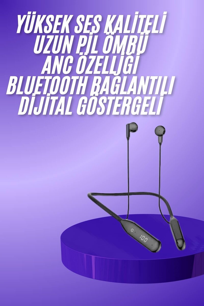 100 Saat Kablolu Boyun Askılı Dijital Göstergeli Bluetooth Kulaklığı 2 100 Saat Kablolu Boyun Askılı Dijital Göstergeli Bluetooth Kulaklığı - Görsel 2