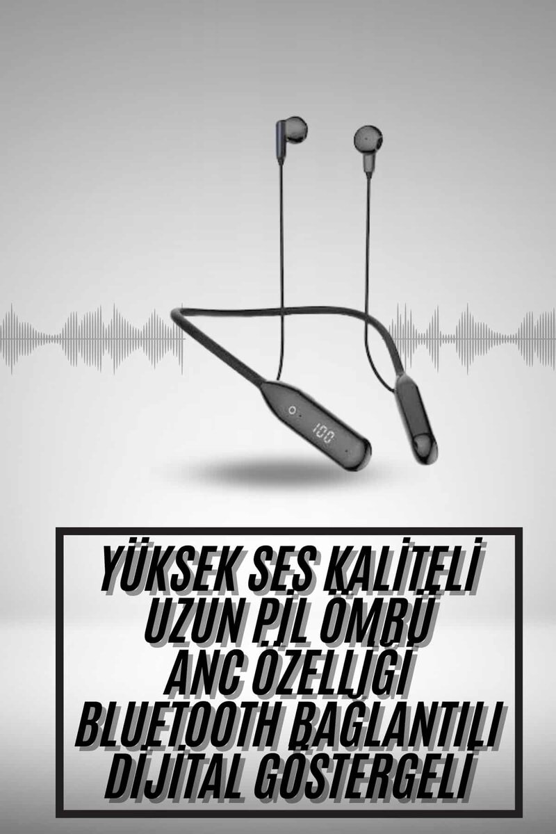 100 Saat Kablolu Boyun Askılı Dijital Göstergeli Bluetooth Kulaklık 2 100 Saat Kablolu Boyun Askılı Dijital Göstergeli Bluetooth Kulaklık - Görsel 2
