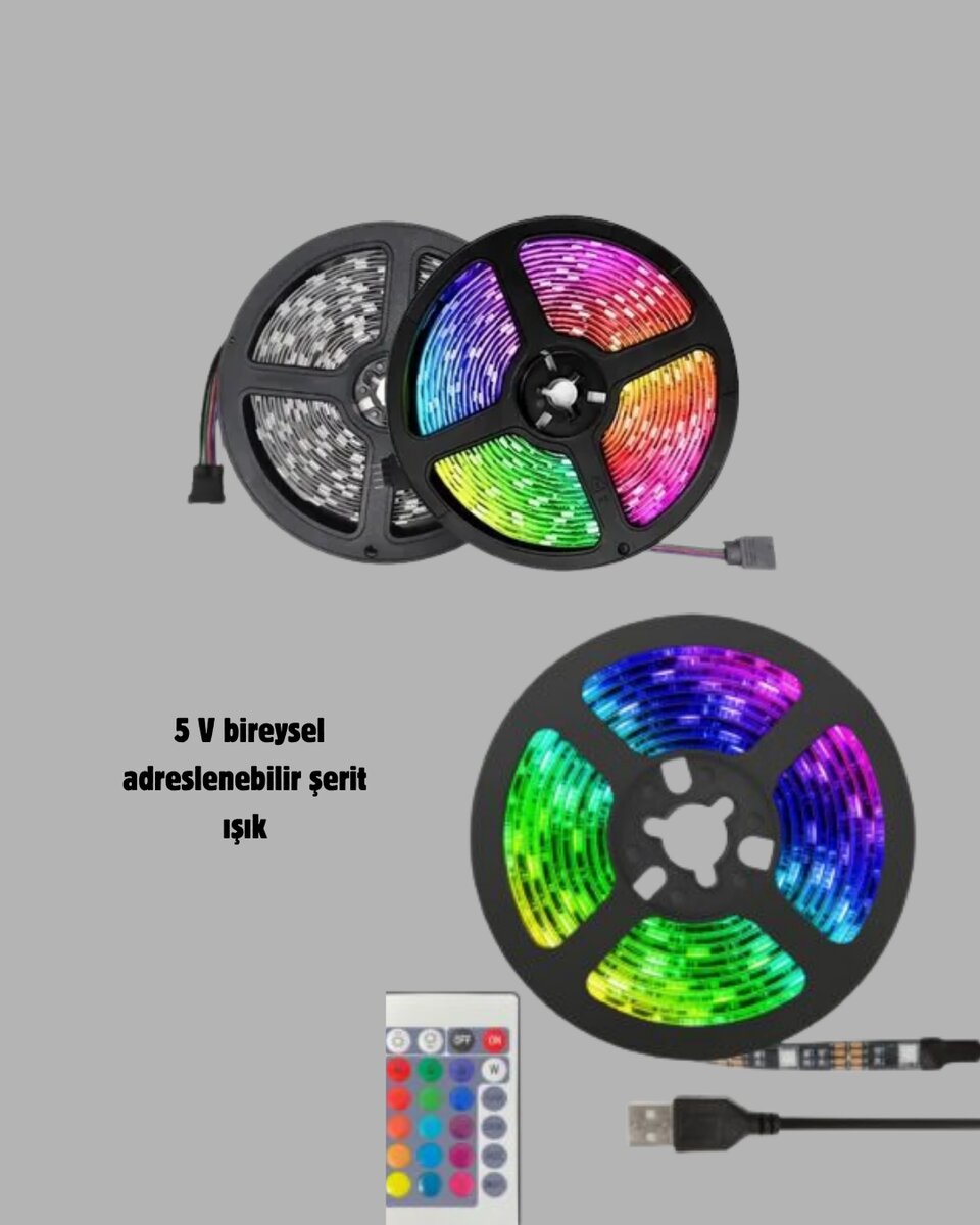 Renkli Smart LED Şerit – Suya Dayanıklı, Esnek, Enerji Tasarruflu 3 Renkli Smart LED Şerit – Suya Dayanıklı, Esnek, Enerji Tasarruflu - Görsel 3