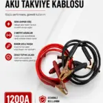 1200 Amper Akü Takviye Kablosu 2 Metre Bakır Uçlu