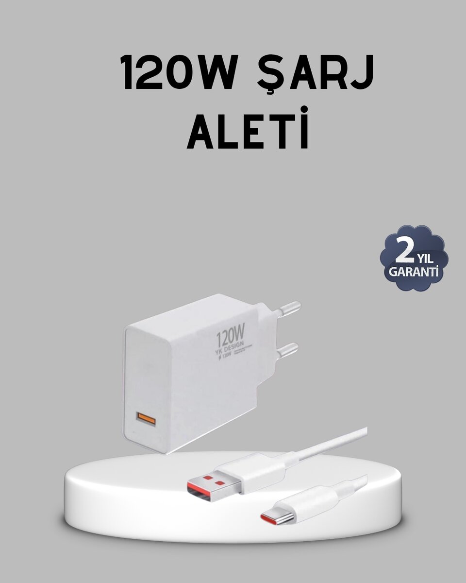 120W Süper Hızlı Şarj Adaptörü – Type-C Kablo Dahil, Yüksek Voltaj Korumalı 1 120W Süper Hızlı Şarj Adaptörü – Type-C Kablo Dahil, Yüksek Voltaj Korumalı