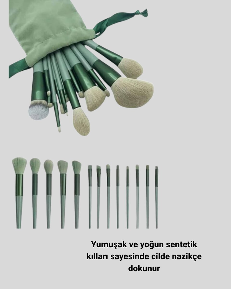 13’lü Yumuşak Kıllı Makyaj Fırça Seti – Profesyonel Kalite, Hassas Ciltlere Uygun 2 13’lü Yumuşak Kıllı Makyaj Fırça Seti – Profesyonel Kalite, Hassas Ciltlere Uygun - Görsel 2