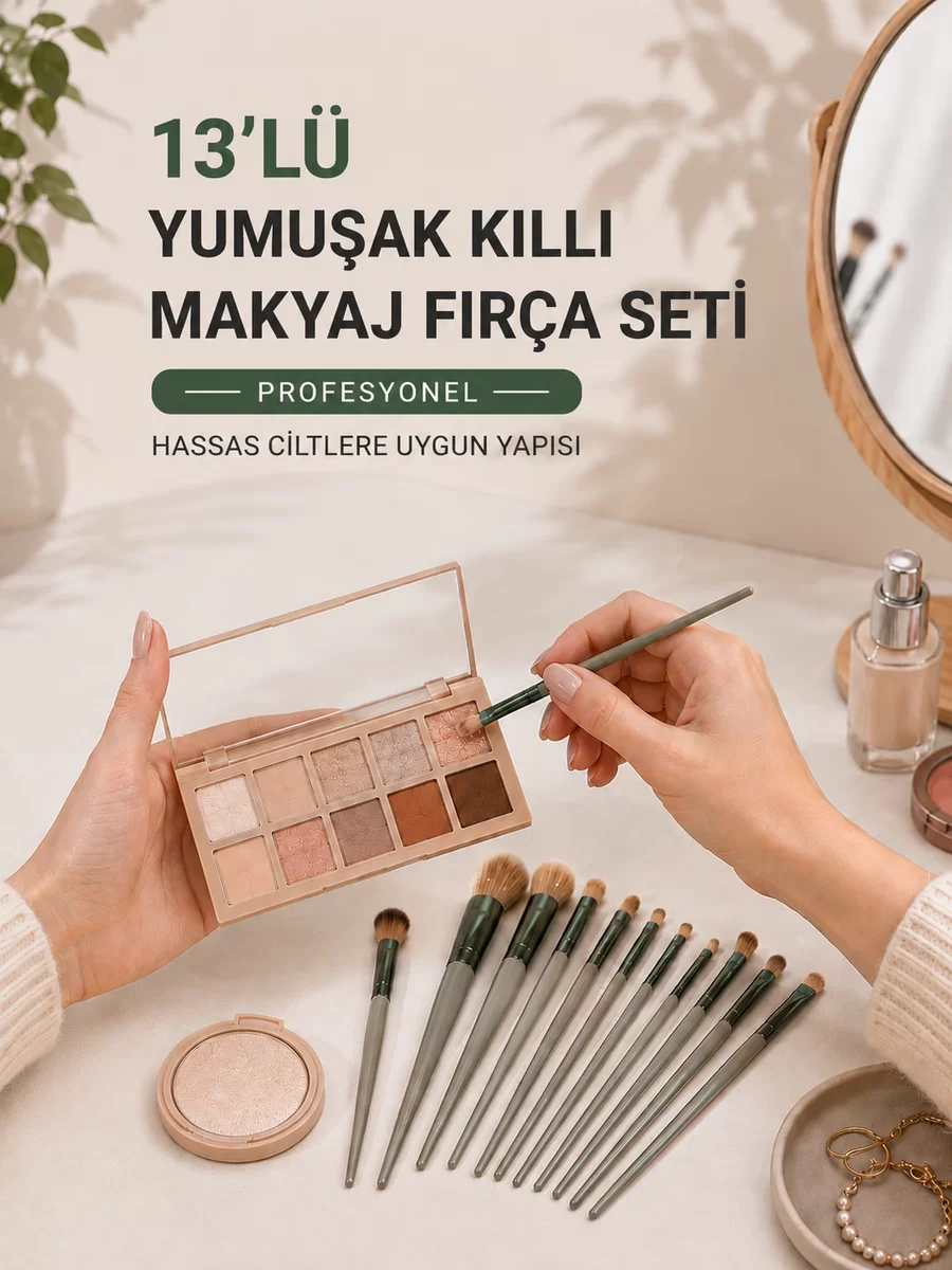 13’lü Yumuşak Kıllı Makyaj Fırça Seti Profesyonel Hassas Ciltlere Uygun Yapısı 1 13’lü Yumuşak Kıllı Makyaj Fırça Seti Profesyonel Hassas Ciltlere Uygun Yapısı