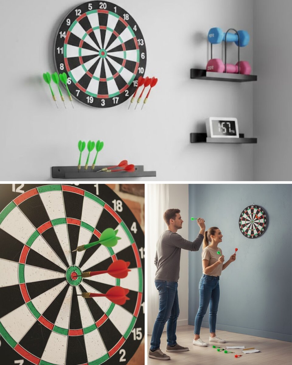 Şık Tasarımlı 15 İnç Dart Tahtası Metal Uçlu 4 Ok Seti 1 Şık Tasarımlı 15 İnç Dart Tahtası Metal Uçlu 4 Ok Seti