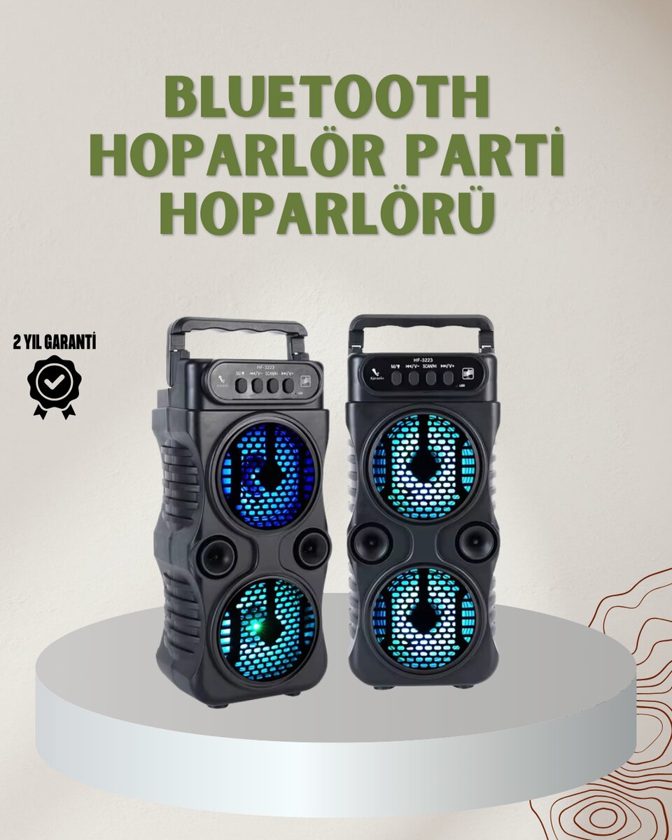 1200 mAh Şarjlı LED Işıklı Bluetooth Hoparlör – FM Radyolu Hafıza Kart Destekli 1 1200 mAh Şarjlı LED Işıklı Bluetooth Hoparlör – FM Radyolu Hafıza Kart Destekli
