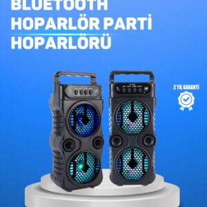 Kablosuz LED Işıklı Bluetooth Hoparlör – FM Radyolu Mikrofon Girişli