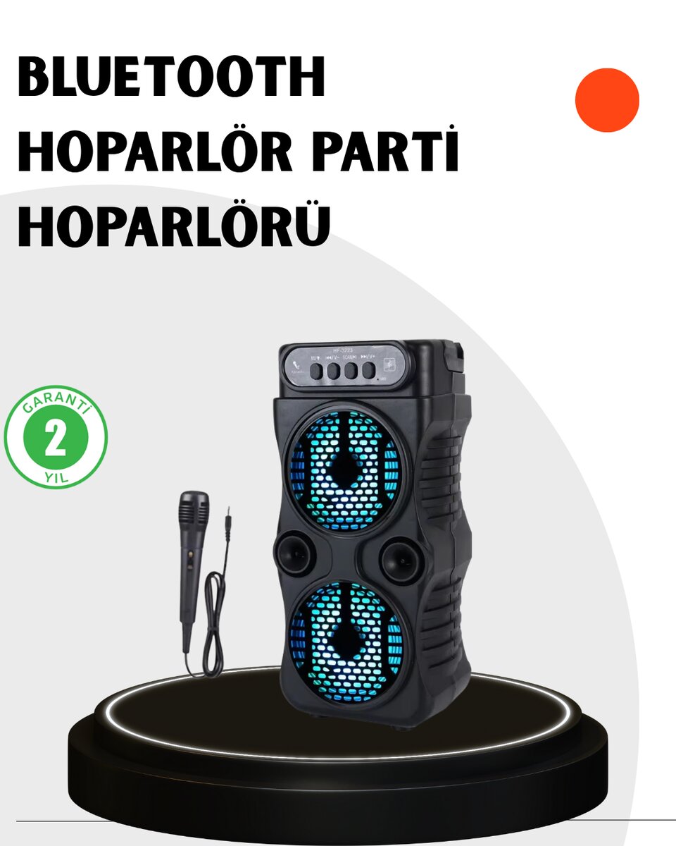 Bluetooth Bağlantılı Taşınabilir Hoparlör – LED Işıklı, FM Radyolu, Mikrofon Girişli 1 Bluetooth Bağlantılı Taşınabilir Hoparlör – LED Işıklı, FM Radyolu, Mikrofon Girişli