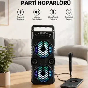 LED Işıklı Kablosuz Bluetooth Hoparlör Yüksek Ses Güçlü Bas Performansı Taşınabilir Şarjlı