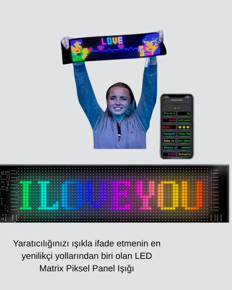 LED Matrix Piksel Panel Işığı USB Uygulama Kontrollü Kaydırmalı Yazı Ekranı 4 LED Matrix Piksel Panel Işığı USB Uygulama Kontrollü Kaydırmalı Yazı Ekranı - Görsel 4