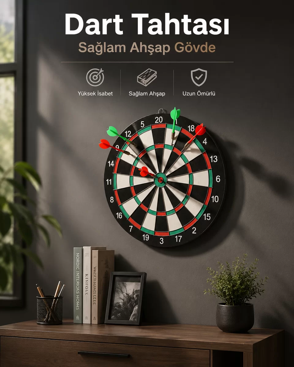 Duvara Monte Sağlam Ahşap Gövdeli Dart Tahtası Ev ve Oyun Alanları İçin 17 İnç 1 Duvara Monte Sağlam Ahşap Gövdeli Dart Tahtası Ev ve Oyun Alanları İçin 17 İnç