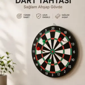 Evde Ofiste ve Oyun Alanlarında Kullanıma Uygun Sağlam Ahşap Gövdeli Dart Tahtası