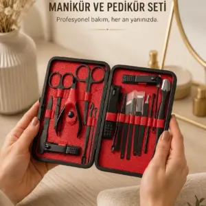 Paslanmaz Çelik Uçlu 17 Parça Profesyonel Manikür ve Pedikür Seti