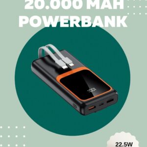 Dijital Ekranlı 20.000 mAh Powerbank | 22.5W Hızlı Şarj + Çoklu Bağlantı Seçeneği