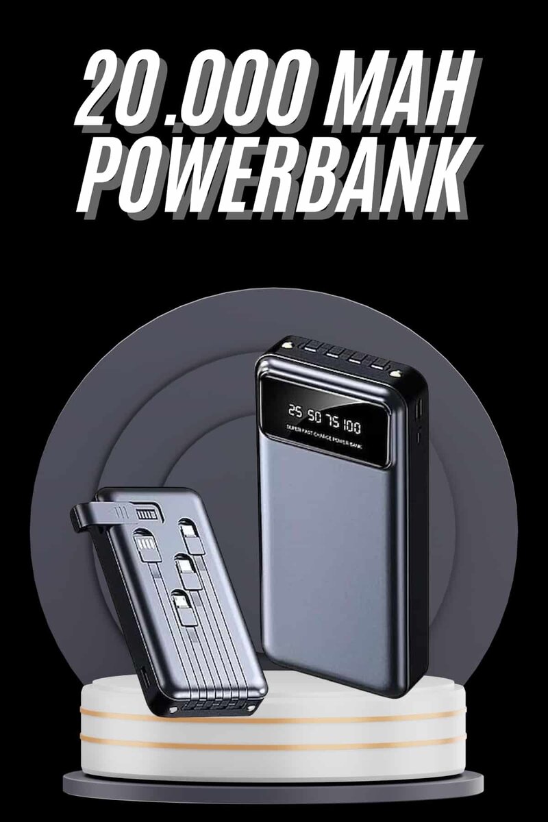Hızlı Şarj Özellikli 20.000 Mah Dijital Göstergeli USB Girişli Android ve İOS Uyumlu Powerbank 1 Hızlı Şarj Özellikli 20.000 Mah Dijital Göstergeli USB Girişli Android ve İOS Uyumlu Powerbank