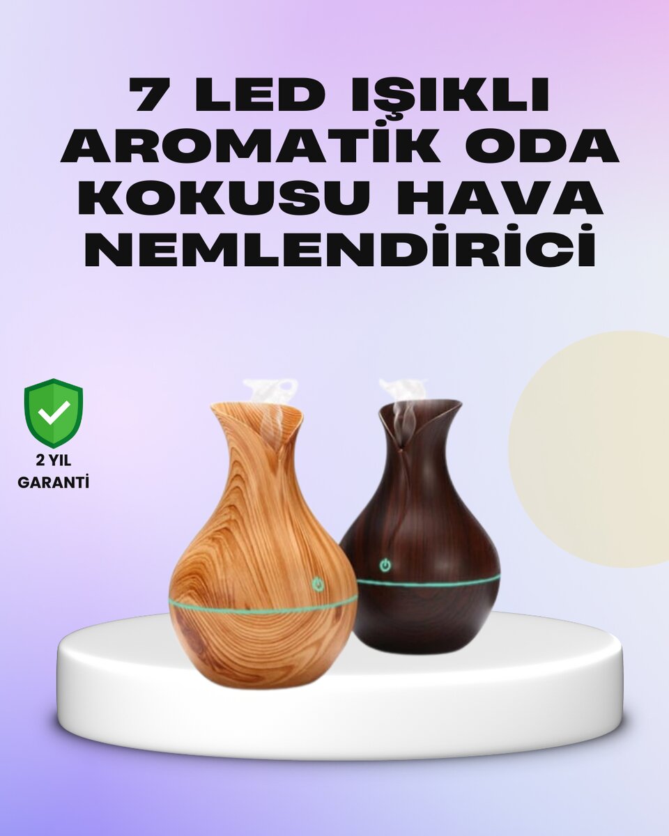 Ultrasonik Ahşap Desenli 130ml Aromaterapi Difüzör ve Hava Nemlendirici 1 Ultrasonik Ahşap Desenli 130ml Aromaterapi Difüzör ve Hava Nemlendirici
