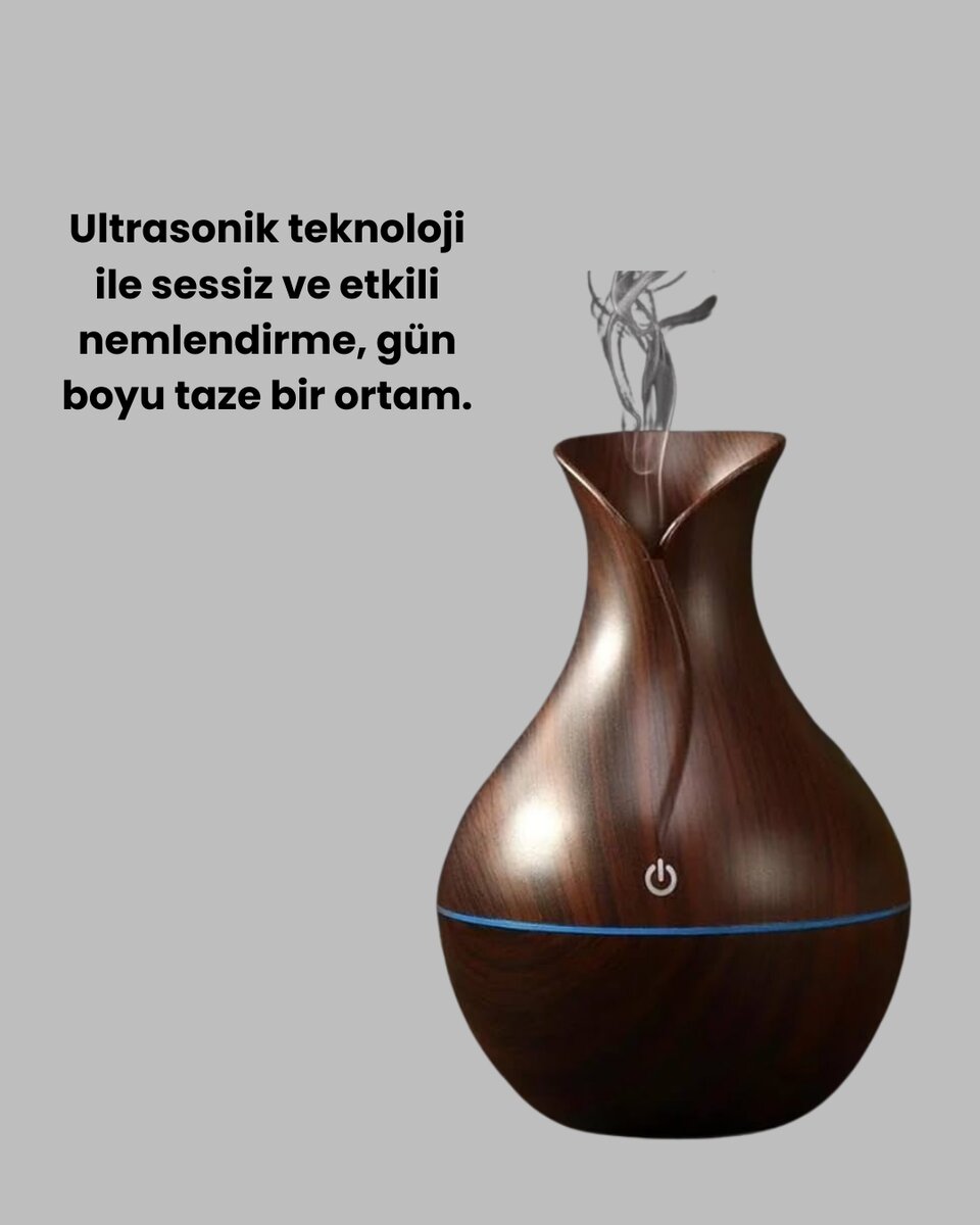 Ultrasonik Ahşap Desenli 130ml Aromaterapi Difüzör ve Hava Nemlendirici 2 Ultrasonik Ahşap Desenli 130ml Aromaterapi Difüzör ve Hava Nemlendirici - Görsel 2