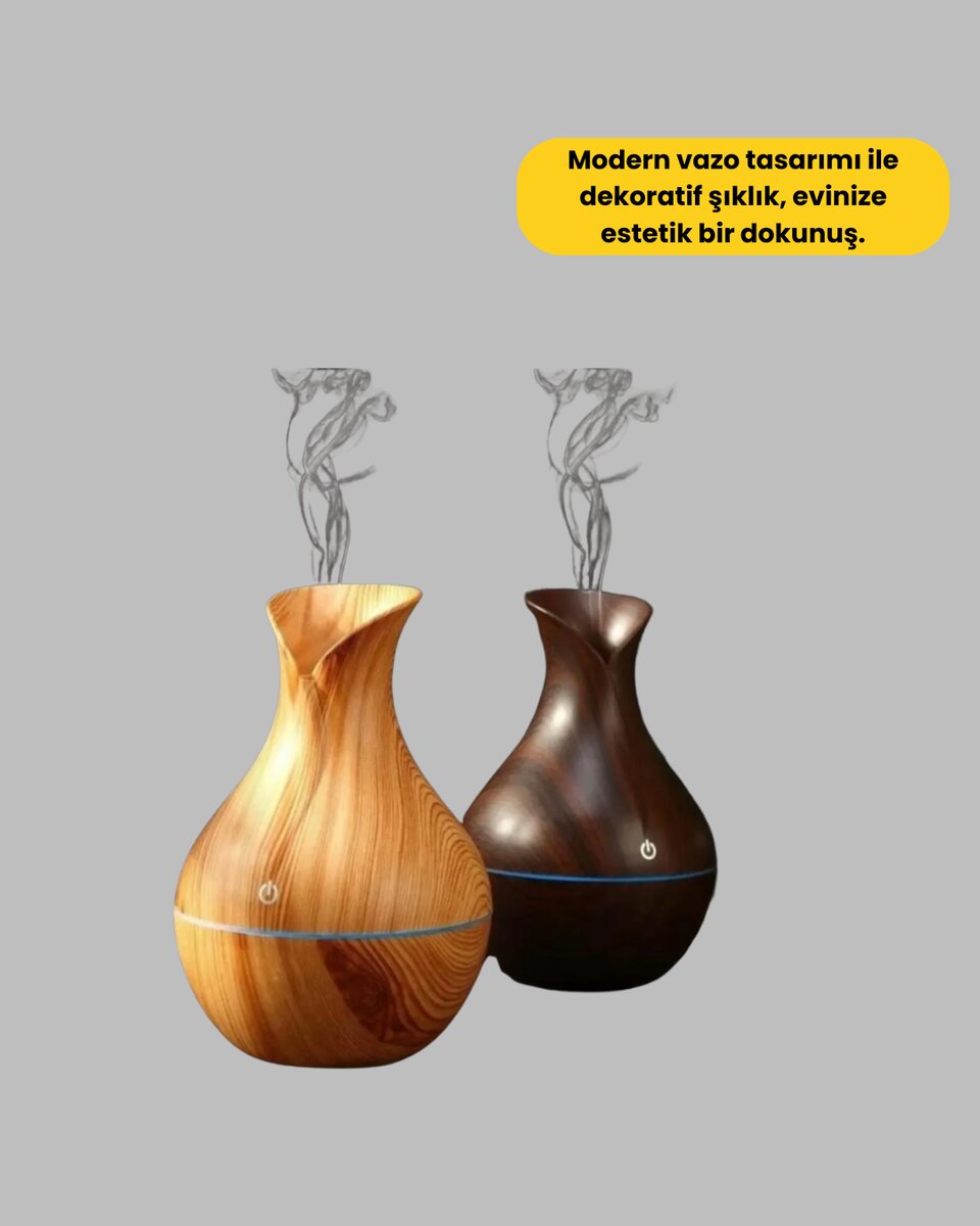 Ultrasonik Ahşap Desenli 130ml Aromaterapi Difüzör ve Hava Nemlendirici 4 Ultrasonik Ahşap Desenli 130ml Aromaterapi Difüzör ve Hava Nemlendirici - Görsel 4