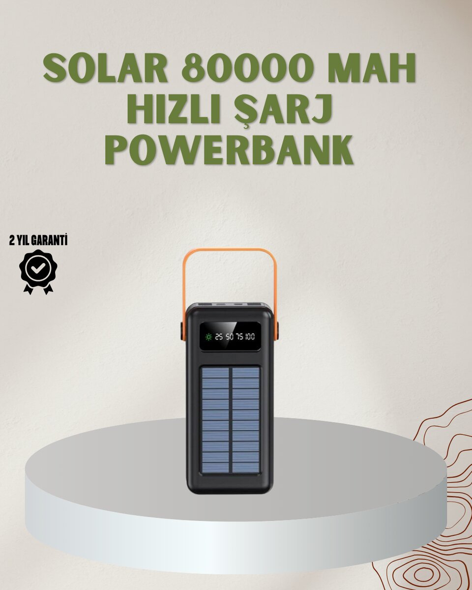 Powerbank Solar Fenerli Çoklu Kablolu Taşınabilir Şarj Aleti 1 Powerbank Solar Fenerli Çoklu Kablolu Taşınabilir Şarj Aleti