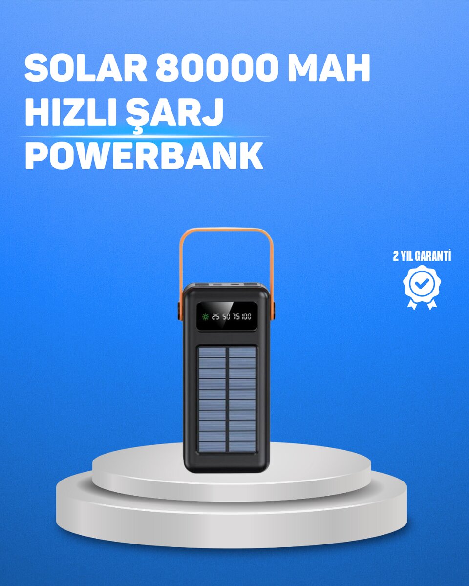 80000 mAh Yüksek Kapasiteli Powerbank Göstergeli Solar Şarj Cihazı 1 80000 mAh Yüksek Kapasiteli Powerbank Göstergeli Solar Şarj Cihazı