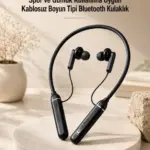Kablosuz Boyun Tipi Bluetooth Kulaklık Mikrofonlu Spor ve Günlük Kullanıma Uygun