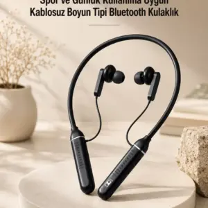 Kablosuz Boyun Tipi Bluetooth Kulaklık Mikrofonlu Spor ve Günlük Kullanıma Uygun
