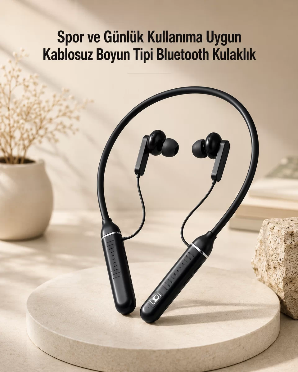 Kablosuz Boyun Tipi Bluetooth Kulaklık Mikrofonlu Spor ve Günlük Kullanıma Uygun 1 Kablosuz Boyun Tipi Bluetooth Kulaklık Mikrofonlu Spor ve Günlük Kullanıma Uygun