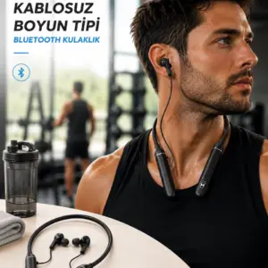 Boyun Tipi Kablosuz Bluetooth Kulaklık Uzun Pil Ömrü Mikrofonlu