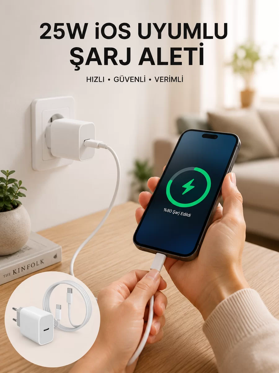 Type-C Hızlı Şarj Özellikli Cihazı USB-C Kablo Dahil 1 Type-C Hızlı Şarj Özellikli Cihazı USB-C Kablo Dahil