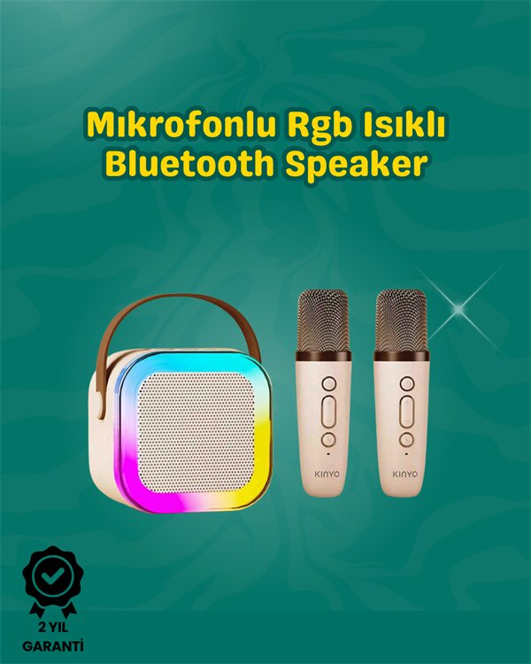 İki Mikrofonlu Renkli LED Işıklı Karaoke Cihazı 1 İki Mikrofonlu Renkli LED Işıklı Karaoke Cihazı