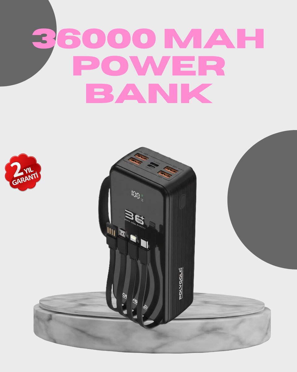 Yüksek Kapasiteli Powerbank Hızlı Şarj ve Kablosuz Destekli 1 Yüksek Kapasiteli Powerbank Hızlı Şarj ve Kablosuz Destekli