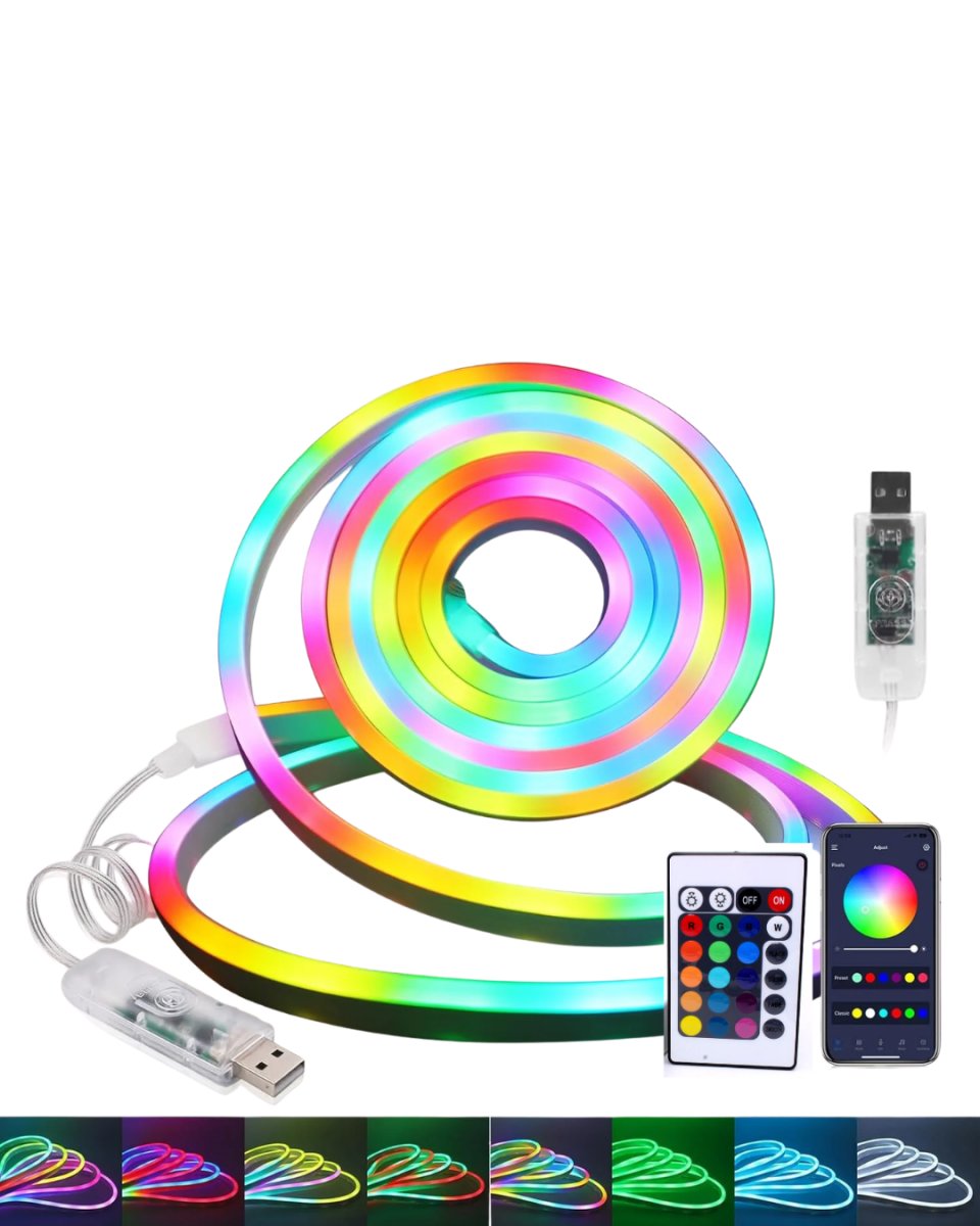 3 Metre RGB Neon LED Şerit Işık Su Geçirmez Kumandalı ve Uygulama Kontrollü Dekoratif Aydınlatma 4 3 Metre RGB Neon LED Şerit Işık Su Geçirmez Kumandalı ve Uygulama Kontrollü Dekoratif Aydınlatma - Görsel 4