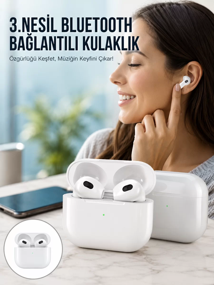 3.Nesil İOS Android Uyumlu Bluetooth 5.0 Beyaz Çağrı Cevaplama Yeni Nesil 1 3.Nesil İOS Android Uyumlu Bluetooth 5.0 Beyaz Çağrı Cevaplama Yeni Nesil