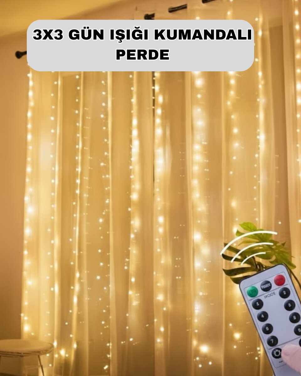 Uzaktan Kumandalı Perde Tipi Günışığı Peri Led Işık Dekorasyon 1 Uzaktan Kumandalı Perde Tipi Günışığı Peri Led Işık Dekorasyon